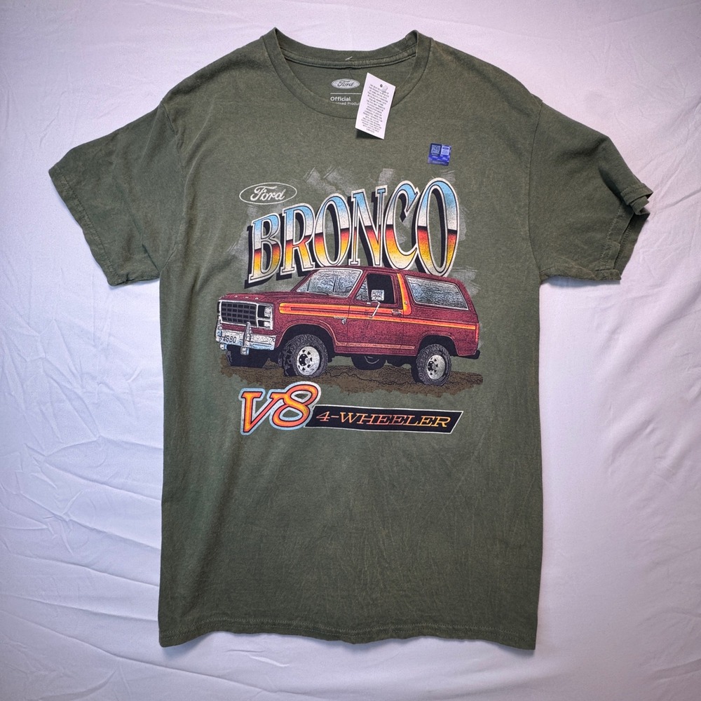 Ford Bronco Graphic T Shirt V8 4 Wheeler Mens Medium Green Hybrid Apparel NWT